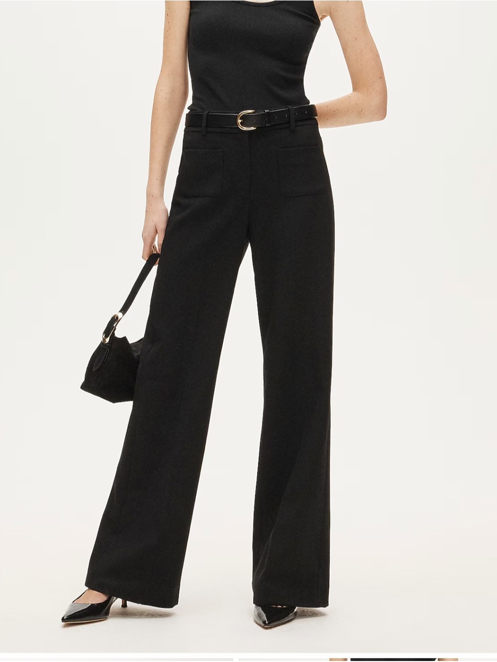 J Crew Carolina High Waist Wide Leg Black Pant